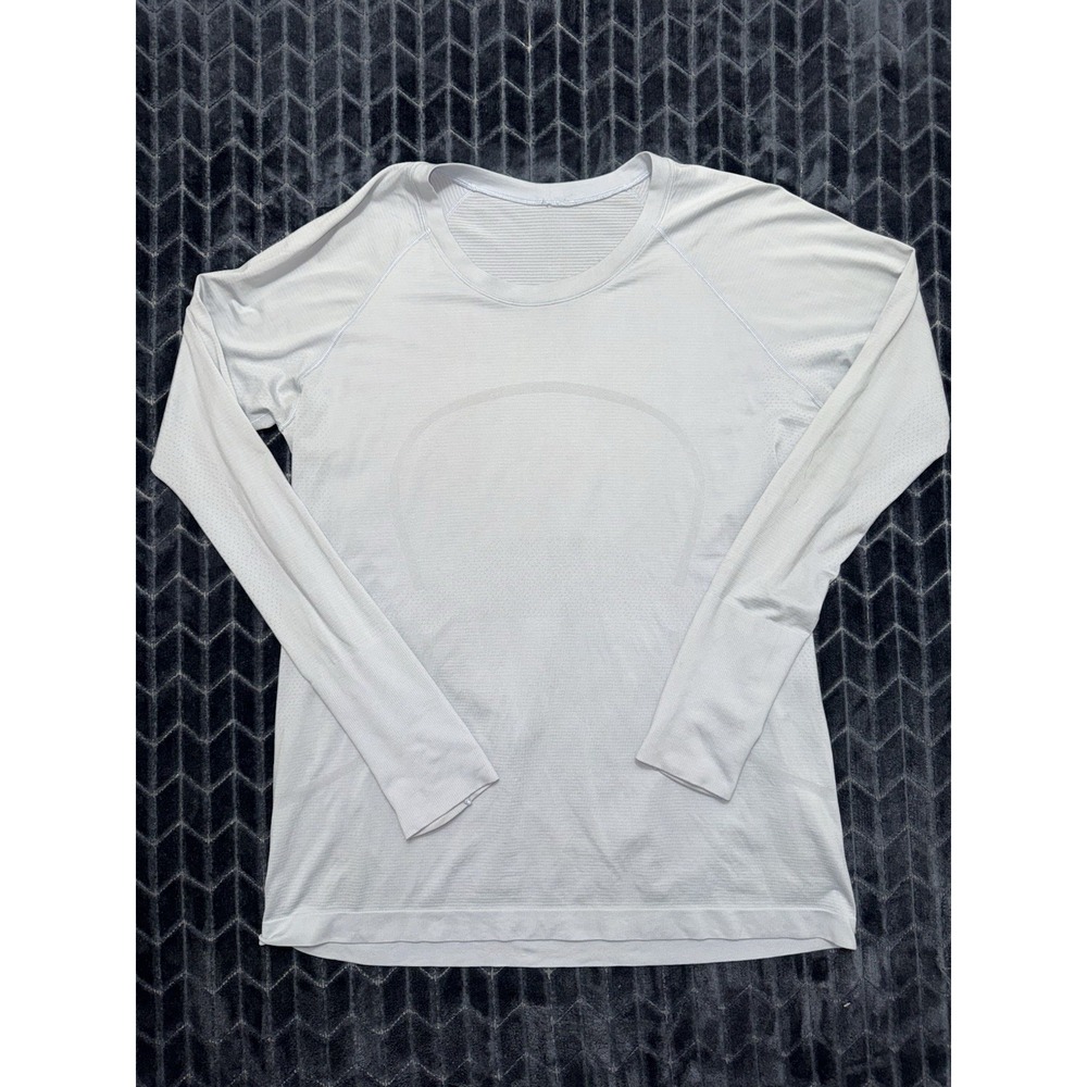 Lululemon Women's Pullover Gray Swiftly Tech Long Sleeve 2.0 White Size 16